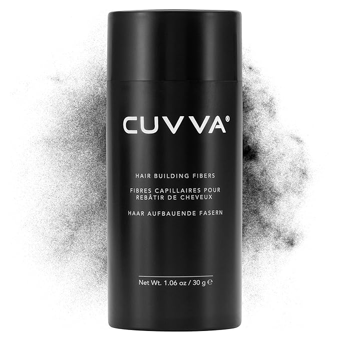 CUVVA Hair Building Fibers (30g) - Instantly Fill in Fine and Thinning Hair to Create a Thicker, Fuller Look - 14 Different Shades for Men & Women - Black