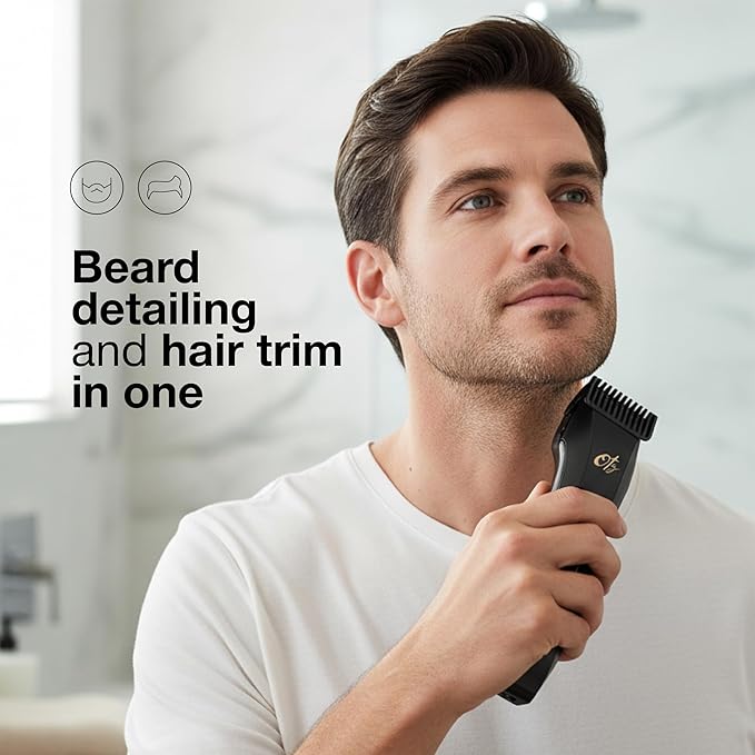 Oty Beard Trimmer for Men Adjustable - Waterproof Cordless Hair Clippers with 20-Length Dial, Stainless Steel Blades, LED Display & Travel Lock - Rechargeable Grooming Kit – Ideal Gift for Men