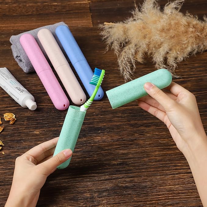 Muslih 4 Pack Toothbrush Travel Case, Travel Toothbrush Holder with Ventilation Holes, for Travel, Home, Business, School, Camping