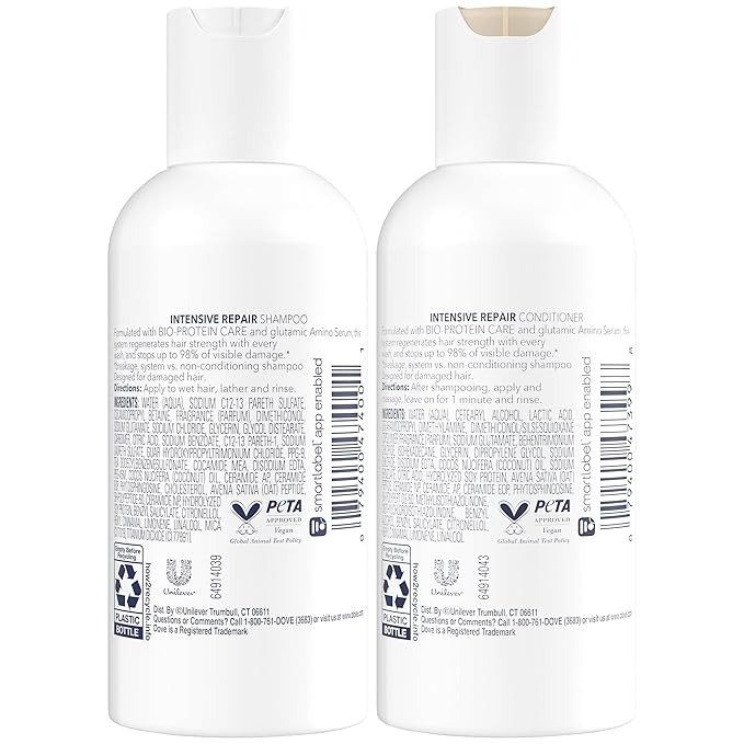 Dove Travel Essentials Shampoo and Conditioner Set – Dove Nutritive Solutions Intensive Repair for Damaged Hair, 3 Oz Ea