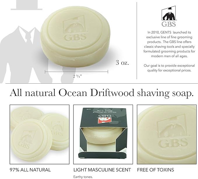 G.B.S Heavy Duty Ceramic Shaving Bowl/Mug Strong Pommel Handle -3 Oz All Natural Soap Included, Accessory for Soaps and Creams- for Wet Shave Lovers (Ivory)