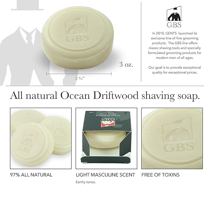 G.B.S Shaving Set for Gentlemen, Premium Men's Grooming, Men Wet Shaving Set, Ceramic Ivory Shaving Soap Bowl with Shaving Brush, Stand and Natural Soap