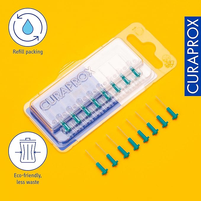 Curaprox Interdental Brush Refills CPS 06 Prime – ISO Size 0, Green | Ultra-Fine Filaments for Gentle Cleaning of Small Gaps | 8-Pack | Swiss Made | English Packaging