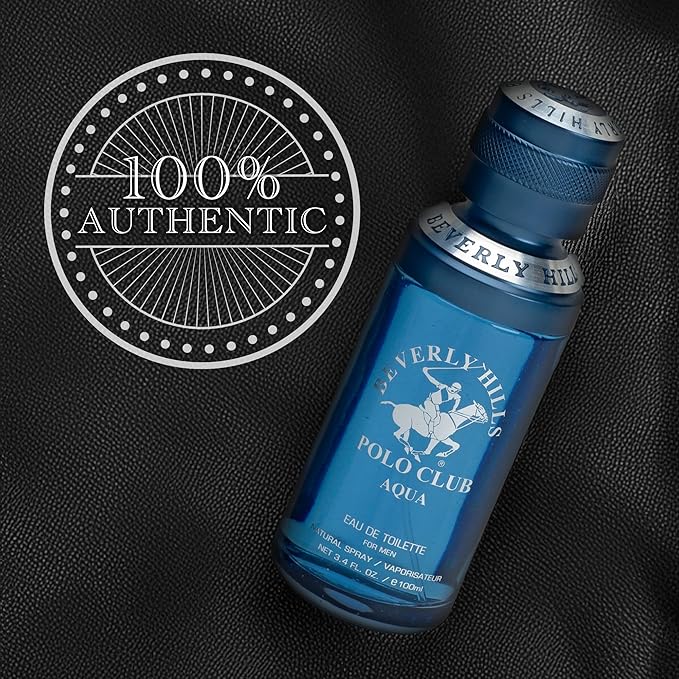 Beverly Hills Polo Club AQUA - Cologne for Men with Italian Bergamot, Green Lemon, Rosemary & Patchouli Notes - Fresh & Aquatic Fragrance Scent - Eau De Toilette Spray 3.40fl.oz / 100ml