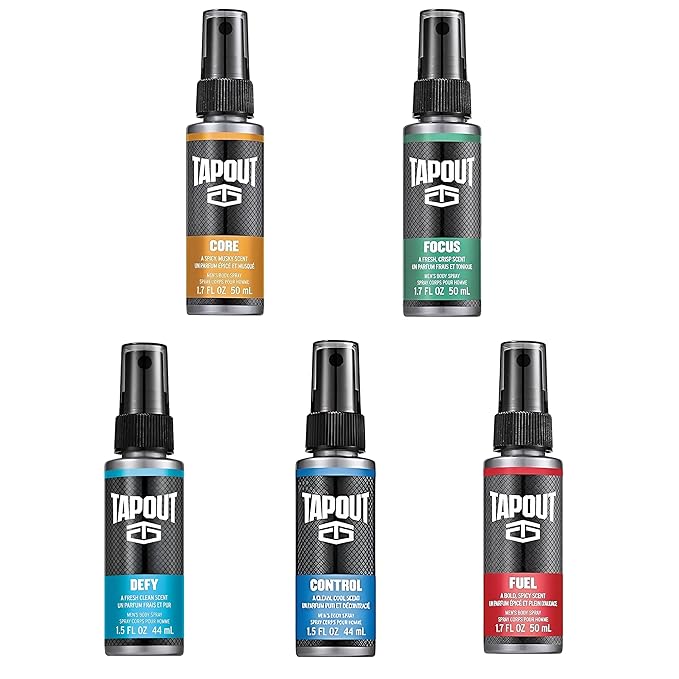 TAPOUT Body Spray for Men 5 Piece Set 1.5 Fl Oz