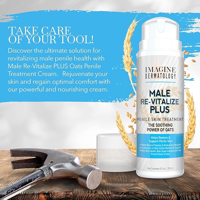 Male Re-Vitalize PLUS - Oats Penile Health Cream for Men - Relieve, Restore and Support Skin - Moisturizer Penile Lotion - Large Value Size (5fl oz/150ml)