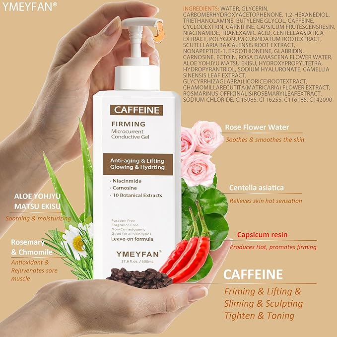 Hot Caffeine Conductive Gel for Body Sculpting Machine, Massage Gel for Body Slimming, Skin Firming & Lifting, Tighten Arms, Tummy, Butt, Thighs for Women and Men, with Capsicum Resin Help Fat Burning