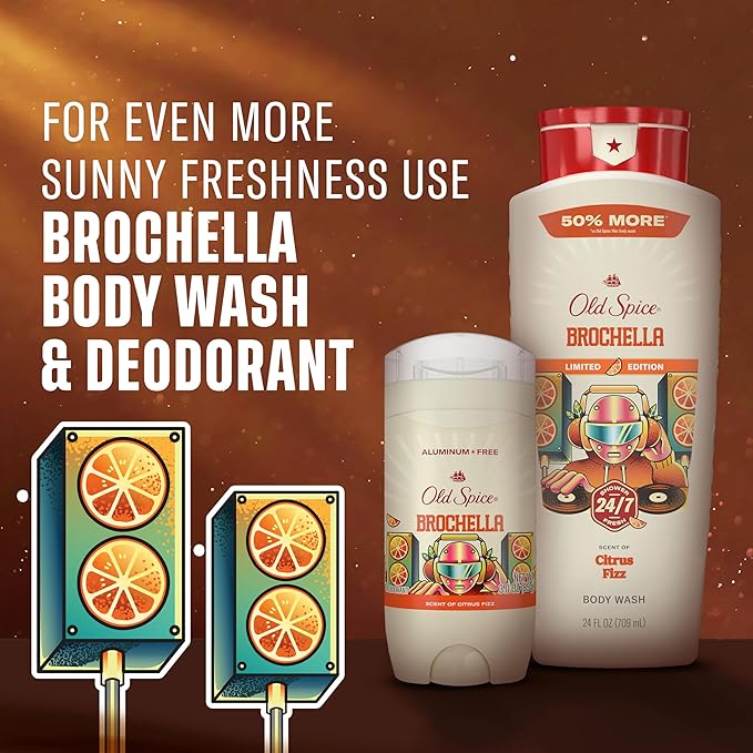 Old Spice Body Wash for Men, Summerdudes, 24/7 Shower Fresh with Daily Use, Long Lasting Scent, Cleanse & Refresh Skin, VIP Festival Experience, Brochella with Citrus Fizz Scent, 24 oz