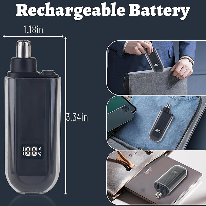 Nose and Ear Hair Trimmer for Men, 2026 Nose Hair Trimmer Clipper with LED Display for Women, Professional IPX7 Waterproof Dual Edge Blades Nasal Trimmer Clippers for Travel