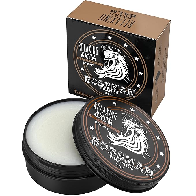 Bossman Relaxing Beard Balm for Men (Stagecoach Scent) – Tames, Relaxes, Thickens & Softens for Ultimate Beard Care – Made in USA