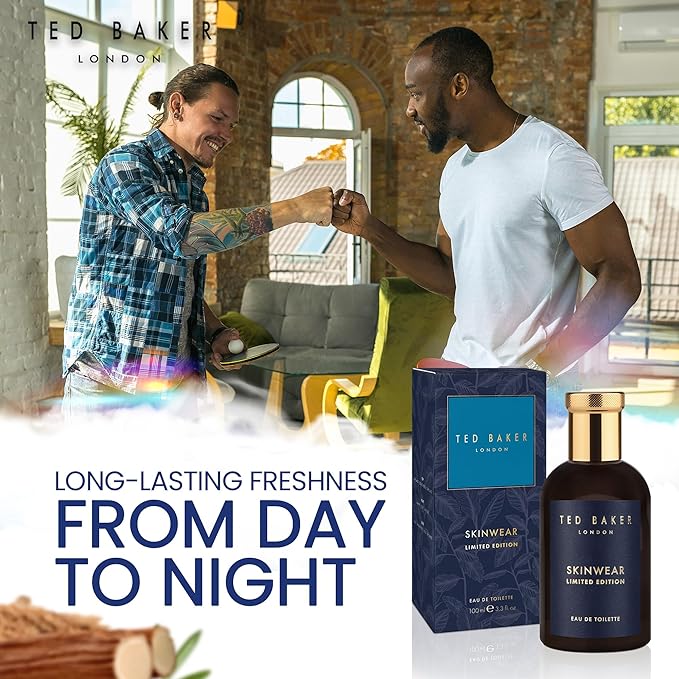 Ted Baker Skinwear Limited Edition Men’s Eau de Toilette Fresh Citrus Woody Cologne with Lime, Bergamot, Sandalwood Long Lasting Masculine Fragrance for Him 3.4 Floz