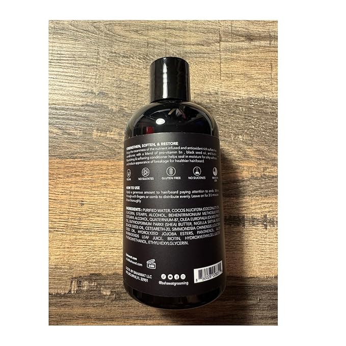 BAHAWAT Beard Conditioner - Unscented - 8 fl. oz. - Sulfate free - with biotin, provitamin B5, Blackseed oil, Jojoba Oil, Natural Ingredients for a Gentle, Deep Cleanse-Strengthening Wash