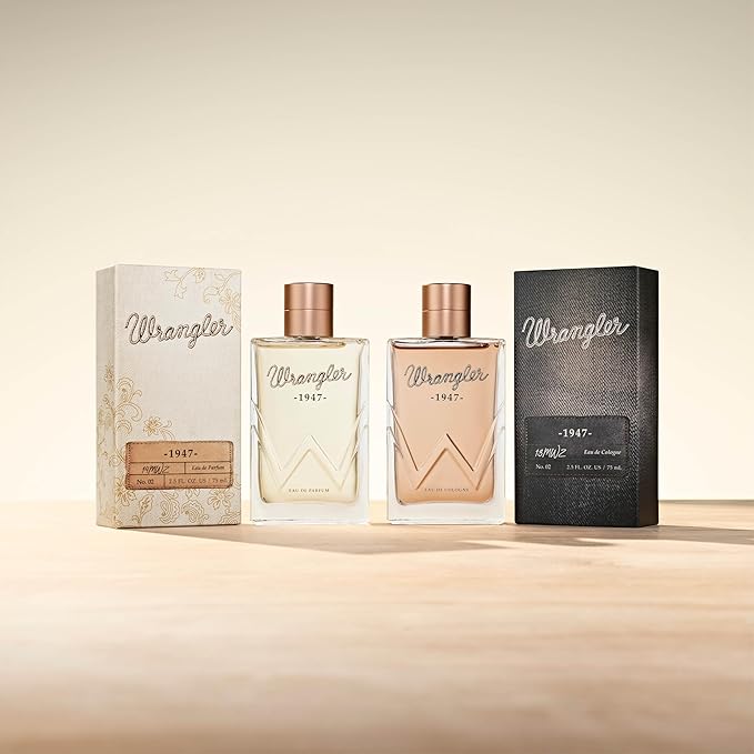 Wrangler 1947 Cologne for Men by Tru Western, 2.5oz, Cedarwood, Amber, Pink Pepper, Zesty Bergamot, Eucalyptus, & Ranch water Accord, Masculine Fragrance, Fresh Aromatics & Warm Resins