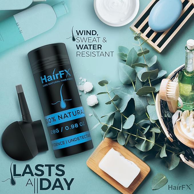 Hair Perfecting 2-in-1 Kit (BLACK) Set Includes Natural & Undetectable Hair Thickening Fibers & Spray Applicator Pump Nozzle | Instant Thick Fuller Hair Conceals Hair Loss 15 Sec - Women & Men