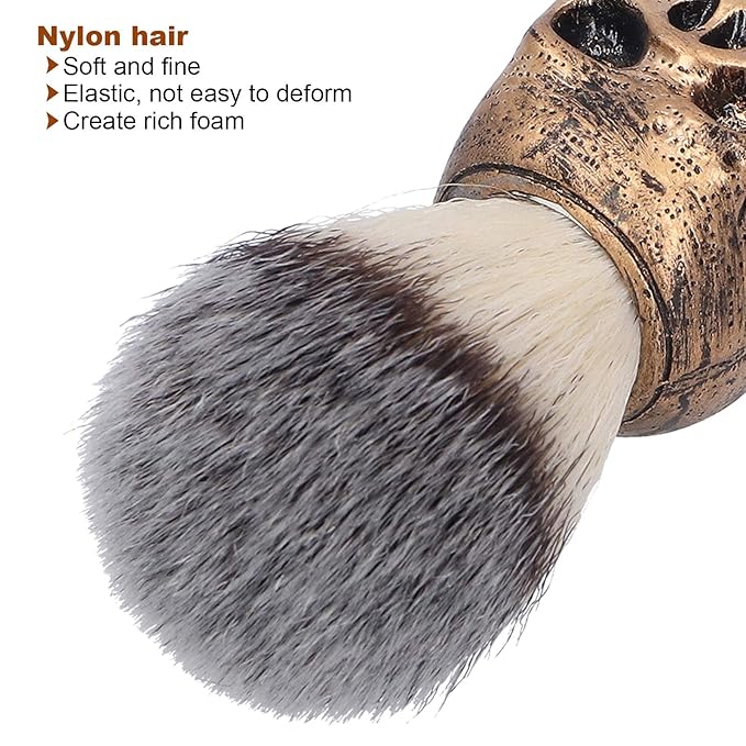 Barber Cleaning Hairbrush, Neck Duster Shaving Beard Brush with Creative Skull Handle Hair Brush Cleaning Tool for Professional Salon and Home