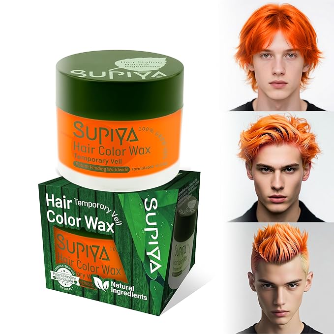 Temporary Hair Styling Color Wax, Orange Hair Dye Color Wax Washable Natural Instant Hair Coloring Cream for DIY Hairstyle for Kids Men Women(Color #41)