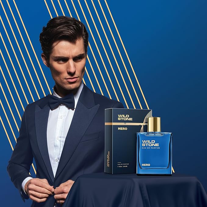 Wild Stone Hero Eau De Parfum | 3.38oz,100 ml | Luxury EDP Perfume for Men | Intense Long Lasting Premium Fragrance | Woody & Warm Spicy Notes | 100% Liquid Scent | Best Perfume for Gifting