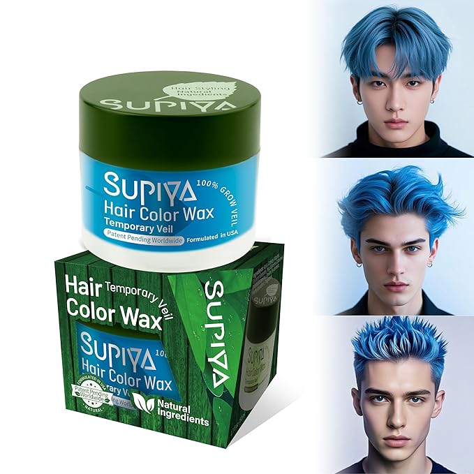 Temporary Hair Styling Color Wax,Blue Hair Dye Color Wax Washable Natural Instant Hair Coloring Cream for DIY Hairstyle for Kids Men Women(Color #10)