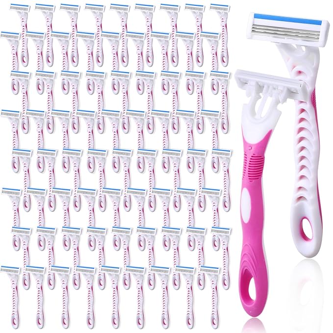 72 Count Women's Disposable Razors Blades Bulk 3 Blade Razors for Women Disposable Head Razor Sensitive Skin Razor Comfortable Shave for Bathing Hotel Travel
