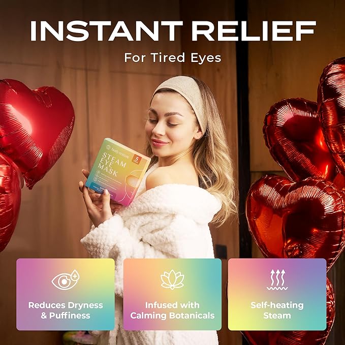 Body Restore Self Heating Warm Compress for Dry Eyes 5 Pack - Heated Eye Mask for Fast Relief, Birthday Gifts for Women, Men, Travel Essentials, Stye Eye Treatment, Eye Patch, Relaxation - Variety
