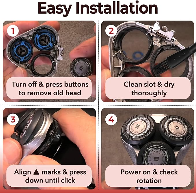 8 Pcs SH30/52 Replacement Heads Compatible with Norelco Shaver Series 1000, 2000, 3000, Dual-Ring Blade Precision
