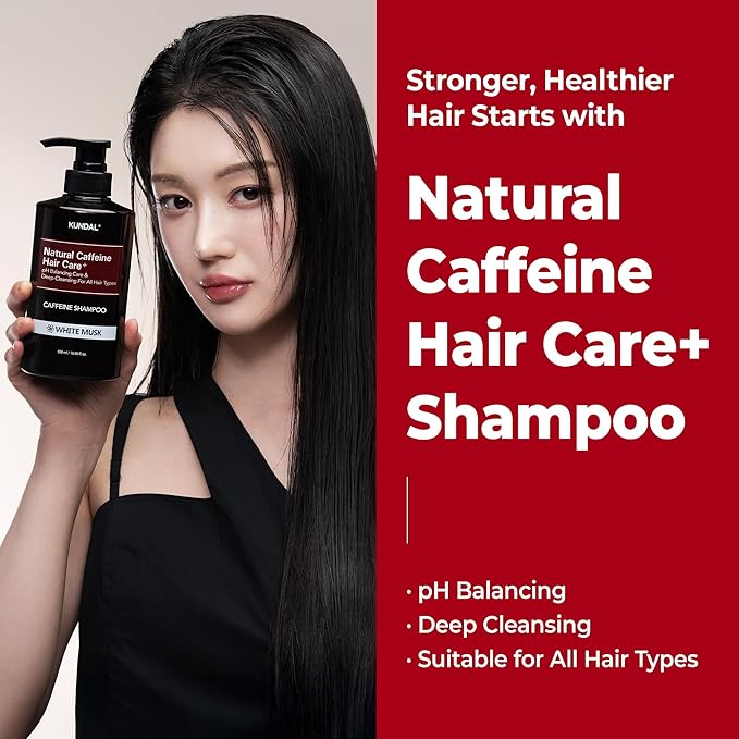 KUNDAL Anti Hair Loss Shampoo with Caffeine – Scalp Revitalizing for Thinning & Volumizing & root Strengthening – Sulfate-Free Korean Hair Care, White Musk, 16.9 fl oz (500ml), Stocking Stuffers