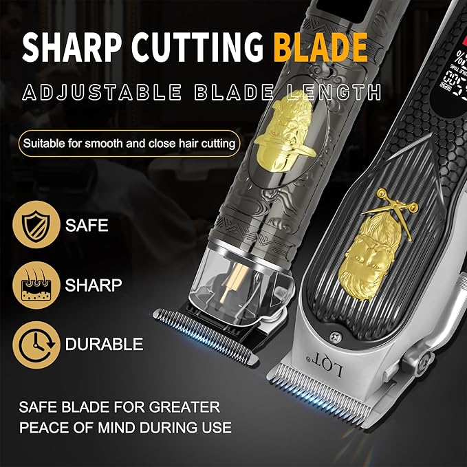 Professional Cordless Hair Clippers and Precision Beard Trimmer Set for Men, Barber-Grade Grooming Kit with Foil Shaver & USB Rechargeable Hair Cutting Machine, LED Display, Gifts for Men,Home Use