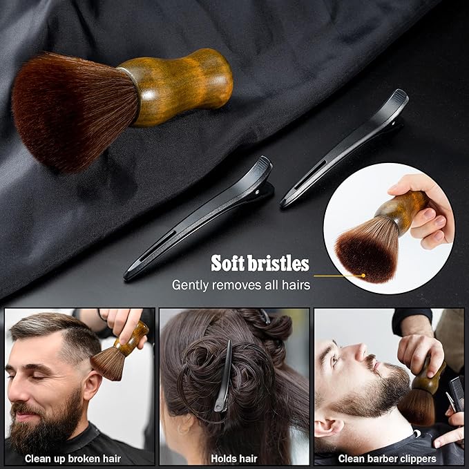 SALONSILK 9PCS Hair Brush & Styling Comb Set for Men, Professional Barber Tools for All Hair Types, Perfect for Styling, Grooming and Detangling