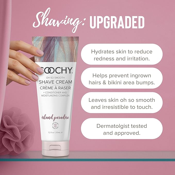 Coochy Shave Cream - Moisturizing Shave Lotion - Gentle Intimate Shaving Cream - For Bikini Area, Underarms, Legs & More - Rash-Free, Hydrating Formula - Island Paradise, 3.4 oz