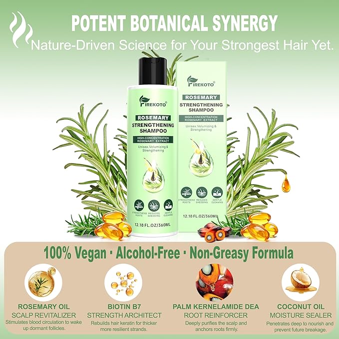Rosemary Biotin Shampoo 2-Pack (90-Day Supply) - Hair Thickening & Strengthening System - Sulfate Free, Color Safe Treatment for Thinning Hair - with Tracker Chart - 24.36 fl oz Total