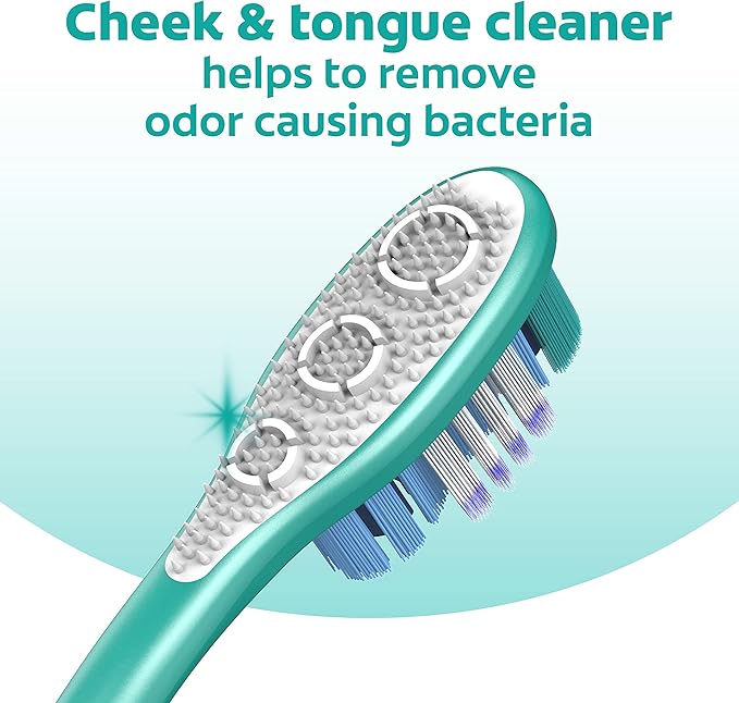 Colgate 360 Deep Clean Soft Toothbrush for 4 in 1 Bacterial Removal, Features Floss Tip Bristles and Tongue Cleaner, 4 Count