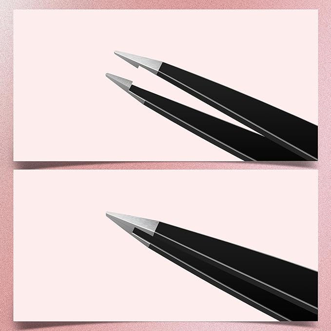 MARKHOR® Black Majesty Eyebrow Tweezers for Women Facial Hair, Splinter and Ingrown Hair Removal Tweezers Set, Professional Pointed and Slant Tweezers for Eyebrows, Precision Tweezers for Eyebrows