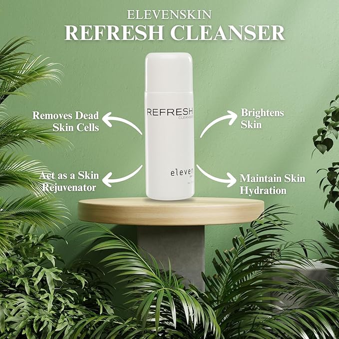 Elevenskin Refresh Facial Cleanser - Gentle Gel Face Wash with Seaweed & Marine Extracts - Hydrating Makeup Remover, Face Cleanser for Women & Men - All Skin Types, 4 fl oz
