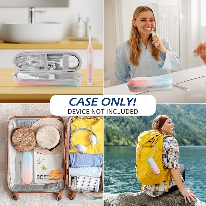 Toothbrush Travel Case for Oral B/Oral-B Pro 1000 1500 5000 7000 & Philips Sonicare 4100 1100 5300 5100 6100/iO Electric Toothbrush, Hard Protective Storage Bag (Gradient)