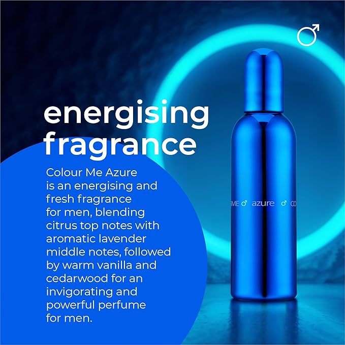 COLOUR ME Azure Perfume. 100ml Eau de Parfum Men, Luxury Fragrance - Aftershave, Long Lasting Perfumes for Men by Milton-Lloyd