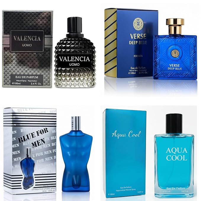 META-BOSEM Men's Cologne Set, Eau de Parfum, 4 Pack (3.4 oz / 100 mL Each), for office and city life, Long-Lasting