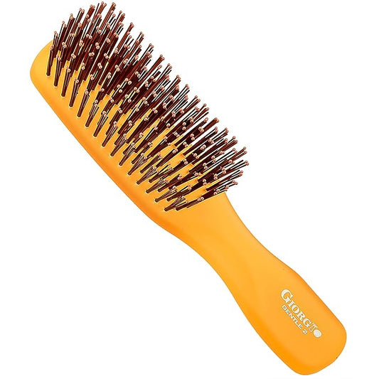 Giorgio GION2O Neon Orange 6.25 inch Gentle Touch Detangler Hair Brush for Men and Women. Soft Bristles for Sensitive Scalp. Wet and Dry for all Hair Types. Scalp Massager Brush Stimulate Hair Growth