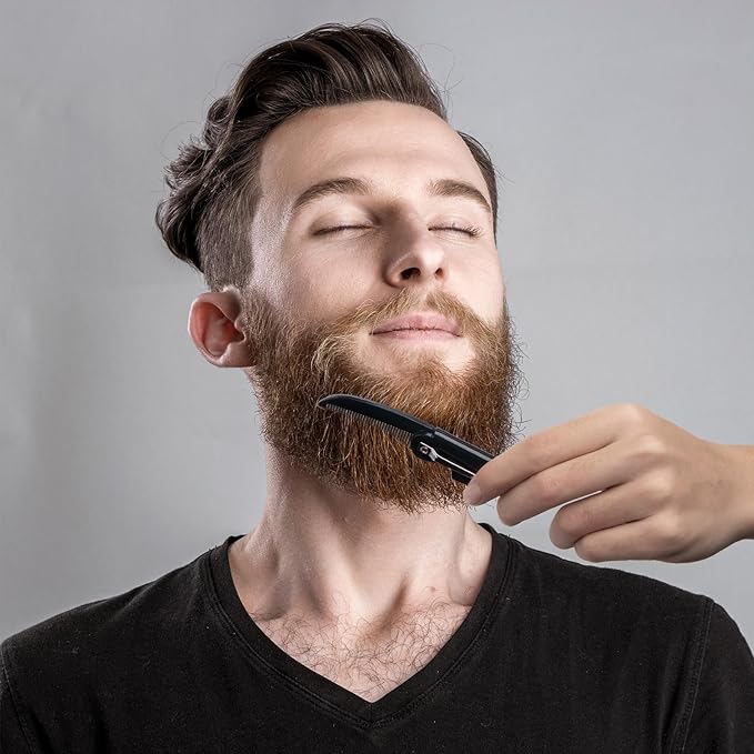 Folding Mustache Comb for Men, Portable Plastic Pocket Moustache Comb, Fine Teeth Beard Straightener Grooming Styling Hair for Men (1 Pcs)