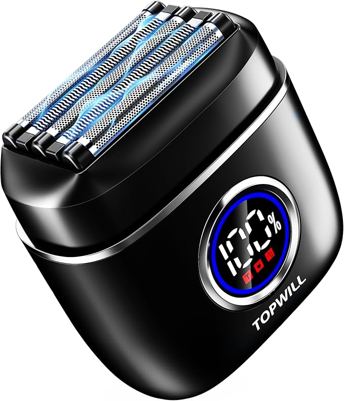 Electric Razor for Travel Men – 5 Blade Portable Foil Shaver with High-Speed Motor for Beard & Mustache Close Shave, Waterproof Wet/Dry Use, Mini Cordless USB-C Rechargeable, Black