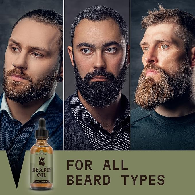Striking Viking Beard Oil for Men - 2 Fl Oz, Pack of 1, Cedarwood Scent - Softening Beard Growth Oil - Itch-Free Facial Hair Taming Serum with Tea Tree - Deep Hydration with Argan & Jojoba