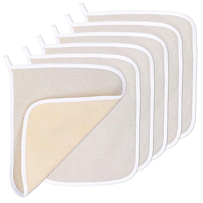 Body Wash Cloths, 6 Pieces Thin Exfoliating Washcloths Soft Weave Clean Face Towels Exfoliating Scrub Towel Soft Facial Washcloths for Women Man Face and Body Showering