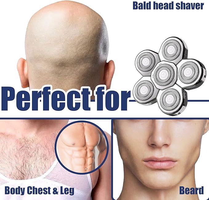Universal Replacement Heads for Blade,Replacement Blades Compatible with Most Major Head Shaver Brands, Easy-to-Install Electric Razor Shaver Heads for Bald Men. (6 Silver)