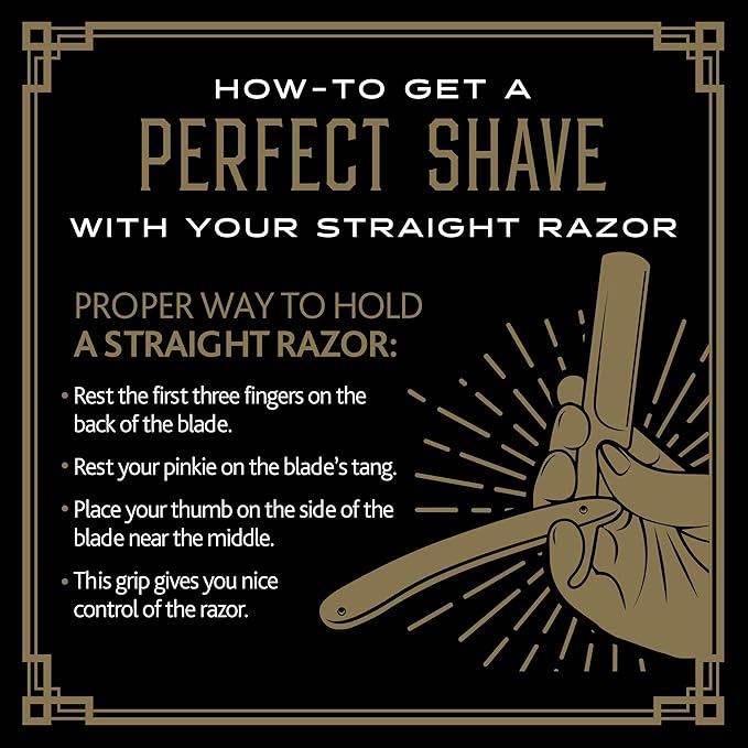 BRV MEN Professional Straight Edge Barber Razor w/ 100 Single Edge Razor Blades | Straight Razors for Men | Barbershop Accessories | Mens Shaving Knife & Shavette - Black