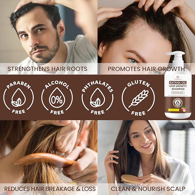 Root Activator Batana Oil Hair Growth Shampoo: Natural Hair Loss Shampoo for Thinning Hair for Women and Men - Daily Hair Care at Home - 10.1 fl.oz