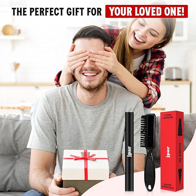 Beard Pencil Filler for MenBeard Filler for Men Waterproof Beard Filling Pen Kit - Long Lasting Beard Filler Pen with Brush Water Proof Beard pen Dark Brown Natural Look