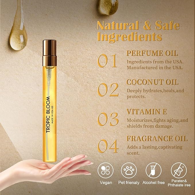 PUREU Pheromones Perfumes for Women & Men Amber Vanilla Jasmine Long Lasting Pheromone Perfume Oils Cologne for Men Wife Gift Ideas.Travel Size 0.4oz/12 mL-Tropic Bloom 68