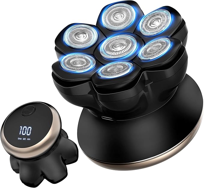Head Shavers for Bald Men - Yinicare 7D Mens Razors for Shaving Electric Led Display Wet & Dry Bald Head Shaver Ipx6 Waterproof Shaver Type-C Charging