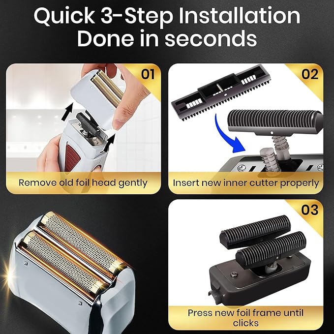 2 Pack Foil Shaver Replacement Compatible With Andis Model TS-1, TS-2 ((17150/17155/17200), Andis Blade Replacement with Stainless Steel Design for Smooth Shaving