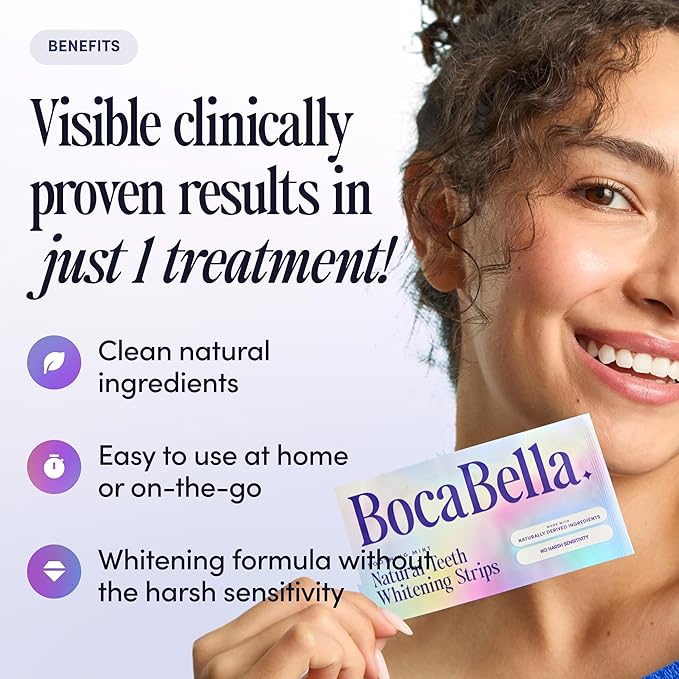 Teeth Whitening Strips for Sensitive Teeth – Natural, Peroxide-Free & Enamel-Safe | Clinically Tested Papaya & Pineapple Enzymes + Aloe & Coconut Oil | 7 Treatments for a Brighter, Whiter Smile