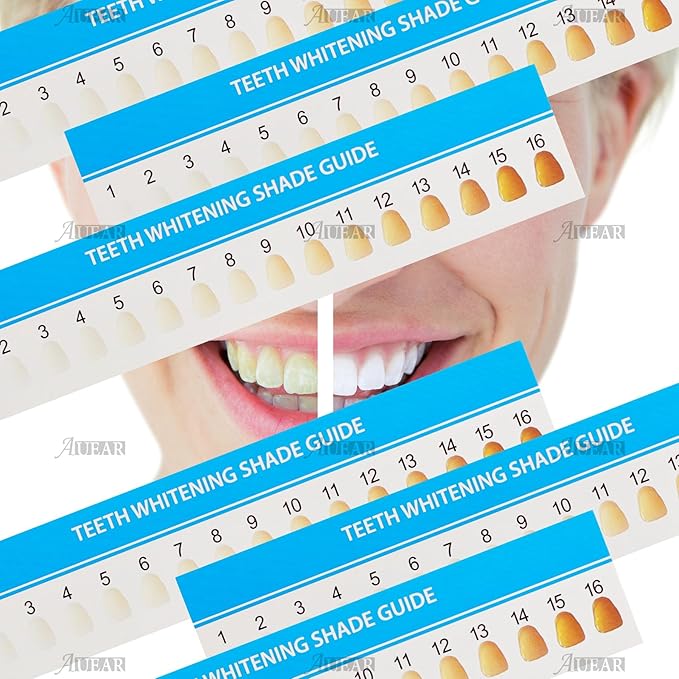 AUEAR, 20 Pack Teeth Shade Guide Whitening Chart Tooth Color Cards White